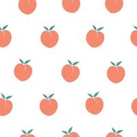 modello di frutta senza soluzione di continuità pesca arancione disegnato a mano in stile cartone animato su uno sfondo bianco utilizzato per la stampa, carta da parati, tessuto, illustrazione vettoriale tessile