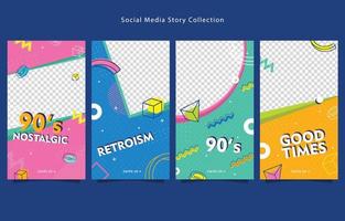modello di storia dei social media in stile anni '90 vettore