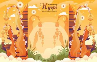 hari raya nyepi bali sfondo vettore