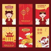 set di biglietti di auguri per il capodanno cinese vettore