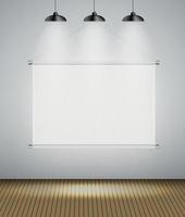 sfondo astratto galleria con lampada e cornice di illuminazione. spazio vuoto per il tuo testo o oggetto vettore