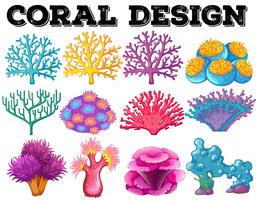 Diversi tipi di design corallo vettore