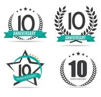 modello logo 10 anni anniversario set illustrazione vettoriale