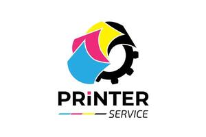 stampante servizio logo design nel CMYK colori vettore