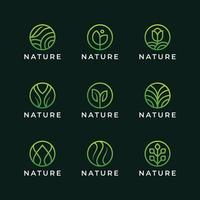 set di logo della linea del cerchio della natura vettore