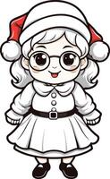 carino poco ragazza nel Santa Claus cappello. cartone animato illustrazione. vettore
