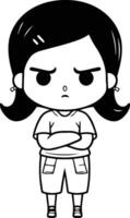 arrabbiato ragazza - carino cartone animato adolescenziale ragazza illustrazione vettore