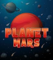poster del logo della parola pianeta marte vettore