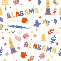 collezione usa. illustrazione vettoriale del tema dell'Alabama. simboli di stato