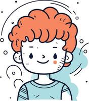 illustrazione di un' ragazzo con rosso capelli e lentiggini. vettore