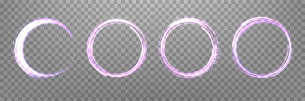raggiante viola Magia anelli impostare. neon realistico energia bagliore alone anelli. astratto leggero cerchi vettore