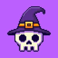 pixel arte cranio cappello Halloween design vettore