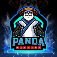 panda guerriero mascotte. esport logo design. vettore
