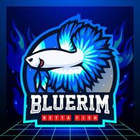 blu bordo betta pesce mascotte. esport logo design vettore