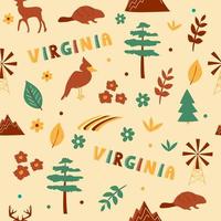 collezione usa. illustrazione vettoriale del tema della Virginia. simboli di stato