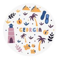 collezione usa. illustrazione vettoriale del tema usa georgia. simboli di stato