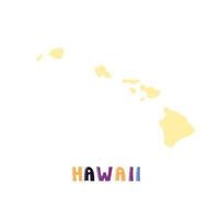 collezione usa. mappa delle hawaii - sagoma gialla vettore