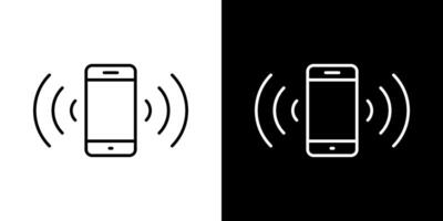 Telefono con segnale onda icona. suono cellulare, vibrare concetto vettore
