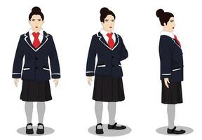 un' scuola ragazza cartone animato personaggio impostato per 2d animazione vettore