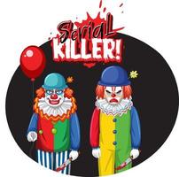 distintivo serial killer con due pagliacci raccapriccianti vettore