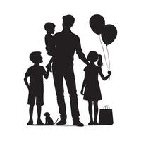 contento Il padre di giorno padre e bambini impostato silhouette. pieno Visualizza bianca sfondo vettore