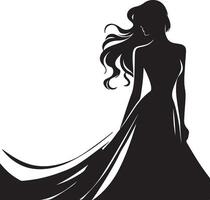 silhouette di bellissimo ragazza nel profilo con lungo capelli vettore