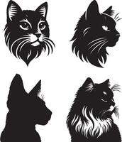 gatto testa silhouette collezione impostato illustrazione vettore