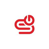 lettera S energia pulsante rosso semplice logo vettore