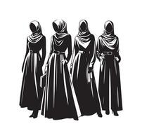 hijab stile moda illustrazione design silhouette stile vettore