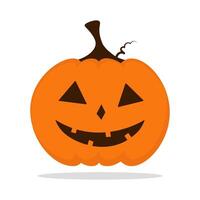 Halloween zucca con lavorato viso cartone animato isolato illustrazione su bianca sfondo. carino sorridente Jack lanterna icona vettore