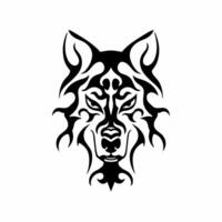 tribale lupo testa fuoco logo. tatuaggio design. stampino decalcomania illustrazione vettore