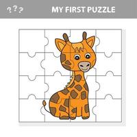 gioco di carta educativo per bambini, giraffa. creare l'immagine - il mio primo puzzle vettore