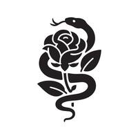 silhouette di un' serpente e rosa vettore