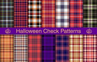 Halloween plaid gruppi, tessile disegno, scacchi tessuto modello per camicia, vestire, completo da uomo, involucro carta Stampa, invito e regalo carta. vettore