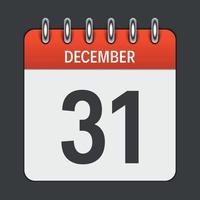 31 dicembre calendario icona quotidiana. emblema di illustrazione vettoriale. elemento di design per la decorazione di documenti e applicazioni per ufficio. logo di giorno, data, mese e festività vettore