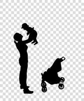 adesivo per auto silhouette di madre con bambino. il bambino è in macchina. illustrazione vettoriale. vettore