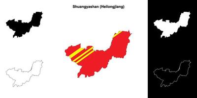 shuangyashan vuoto schema carta geografica impostato vettore