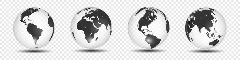 mappa del mondo realistica a forma di globo di terra su sfondo trasparente. illustrazione vettoriale