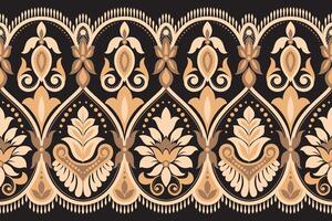 senza soluzione di continuità modello sfondo geometrico etnico orientale ikat senza soluzione di continuità modello tradizionale design per sfondo, tappeto, sfondo, vestiario, avvolgere, batik, tessuto, illustrazione ricamo. vettore