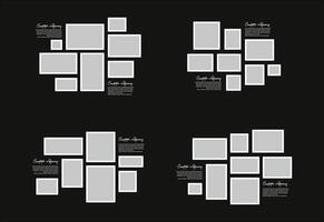 impostato immagini o fotografie telaio collage astratto foto montatura e digitale foto parete modello vettore
