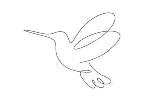 colibrì continuo uno linea disegno premio illustrazione vettore