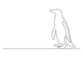 pinguino continuo uno linea disegno premio illustrazione vettore