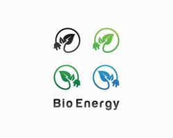 rinnovabile spina foglia icone logo design elettrico energia energia caricare simbolo modello. vettore
