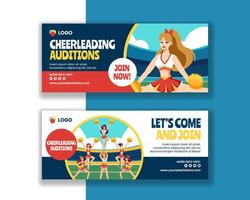 cheerleading orizzontale bandiera piatto cartone animato mano disegnato modelli sfondo illustrazione vettore