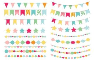 bandiere per feste, zigoli, pennelli per creare un invito a una festa o un biglietto. illustrazione vettoriale