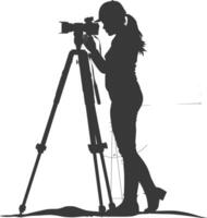 silhouette perito ingegnere donne con geodetico sondaggio marcatore nero colore solo vettore