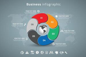 cerchio Infografica modello per attività commerciale. vettore