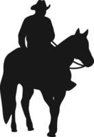 cowboy silhouette con cavallo e corda. illustrazione design. vettore