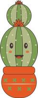 kawaii cartone animato in vaso cactus su bianca sfondo. isolato illustrazione vettore