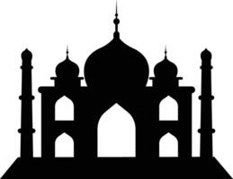 isolato nero silhouette di moschea. eid mubarak. illustrazione su bianca sfondo. vettore